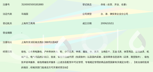 新秀丽国际贸易(宁波)上海黄浦第一分公司 深耕商务信息咨询领域的专业枢纽
